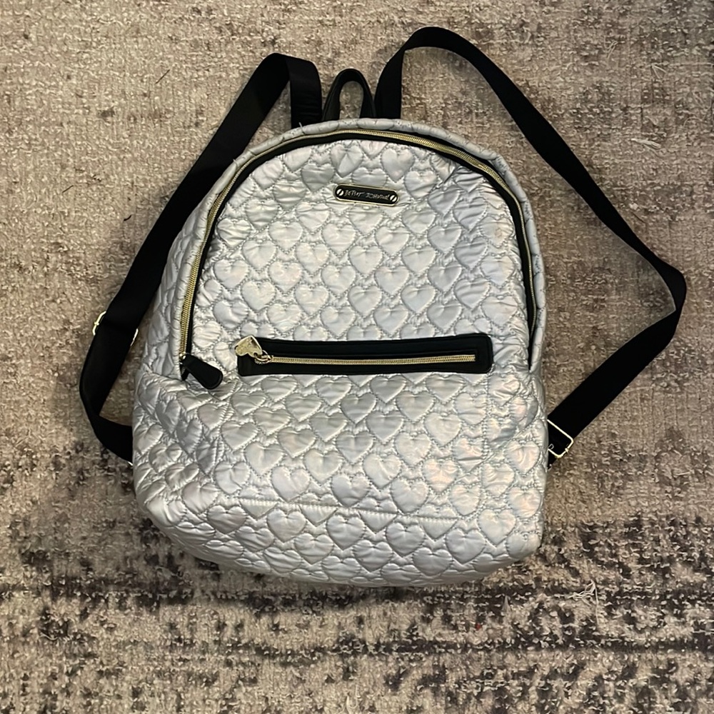 Betsey Johnson Sliver Hearts Backpack
